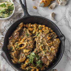 ossobuco con zucca e porcini