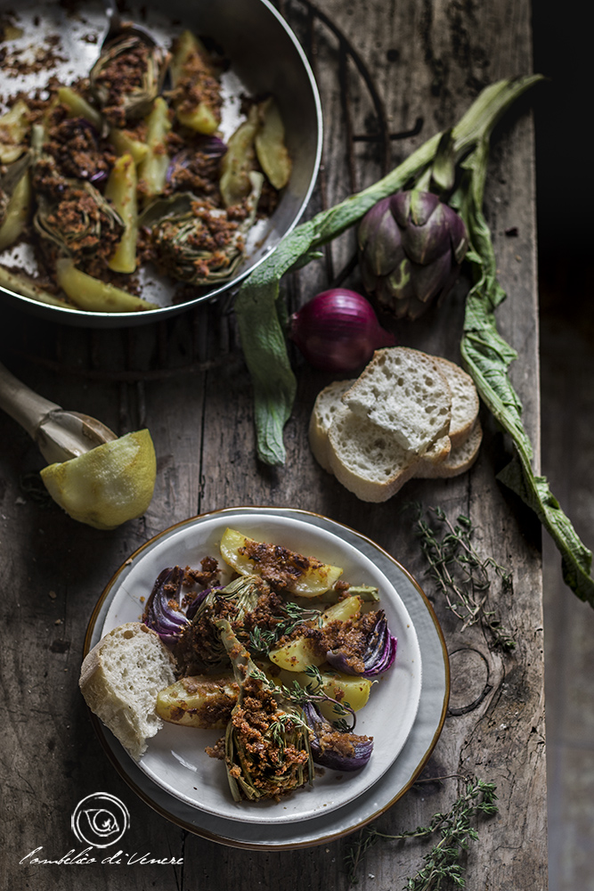 patate carciofi e cipolle gratinate al forno